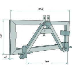 Adapter redskab, 1000kg, 3-punktsophng og A ramme/ Euro beslag