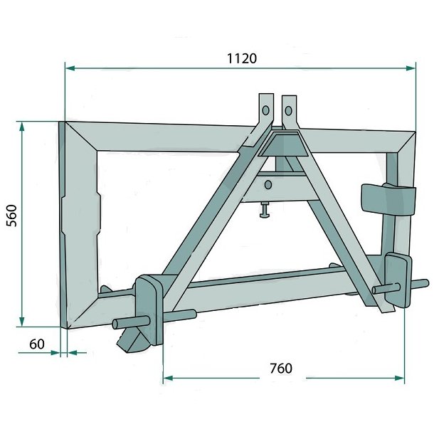 Adapter redskab, 1000kg, 3-punktsoph�ng og A ramme/ Euro beslag